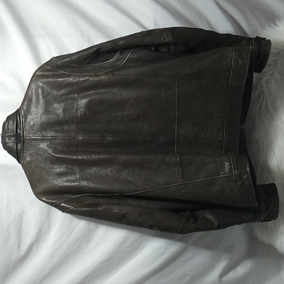 SALE! Andrew Marc Leather Full Zip Distressed  Jacket W Zip Pockets Wool Lining - Picture 8 of 16